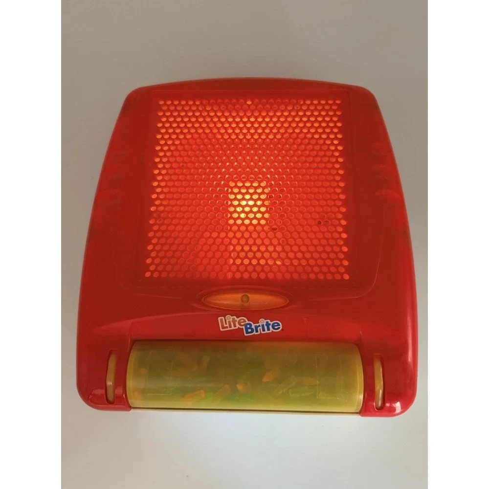 Vintage Hasbro Lite Brite Cube Light Board Toy Red w/ Pegs 2003 Tested